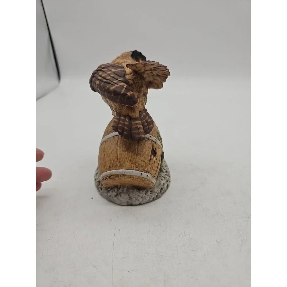 Vintage  Owl Music‎ Box On Barrel Works